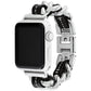 Women's Silver-Tone Stainless Steel and Black Leather Chain Link Bracelet for Apple Watch, 38, 40, 41mm