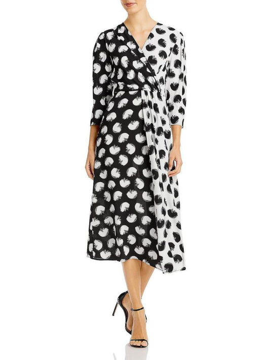 Womens Printed V-Neck Sheath Dress