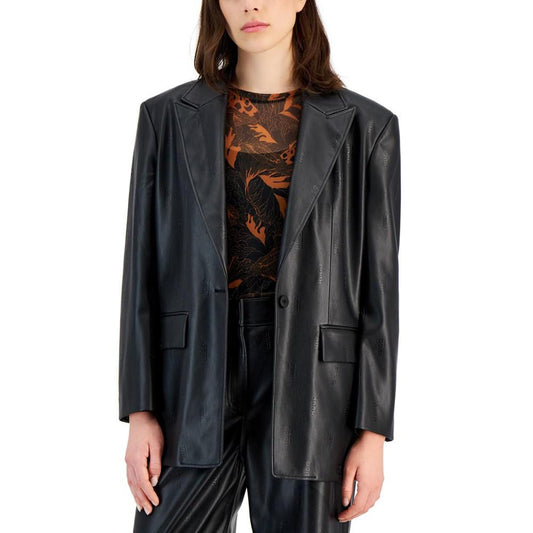 Women's Faux-Leather Logo-Embossed Blazer