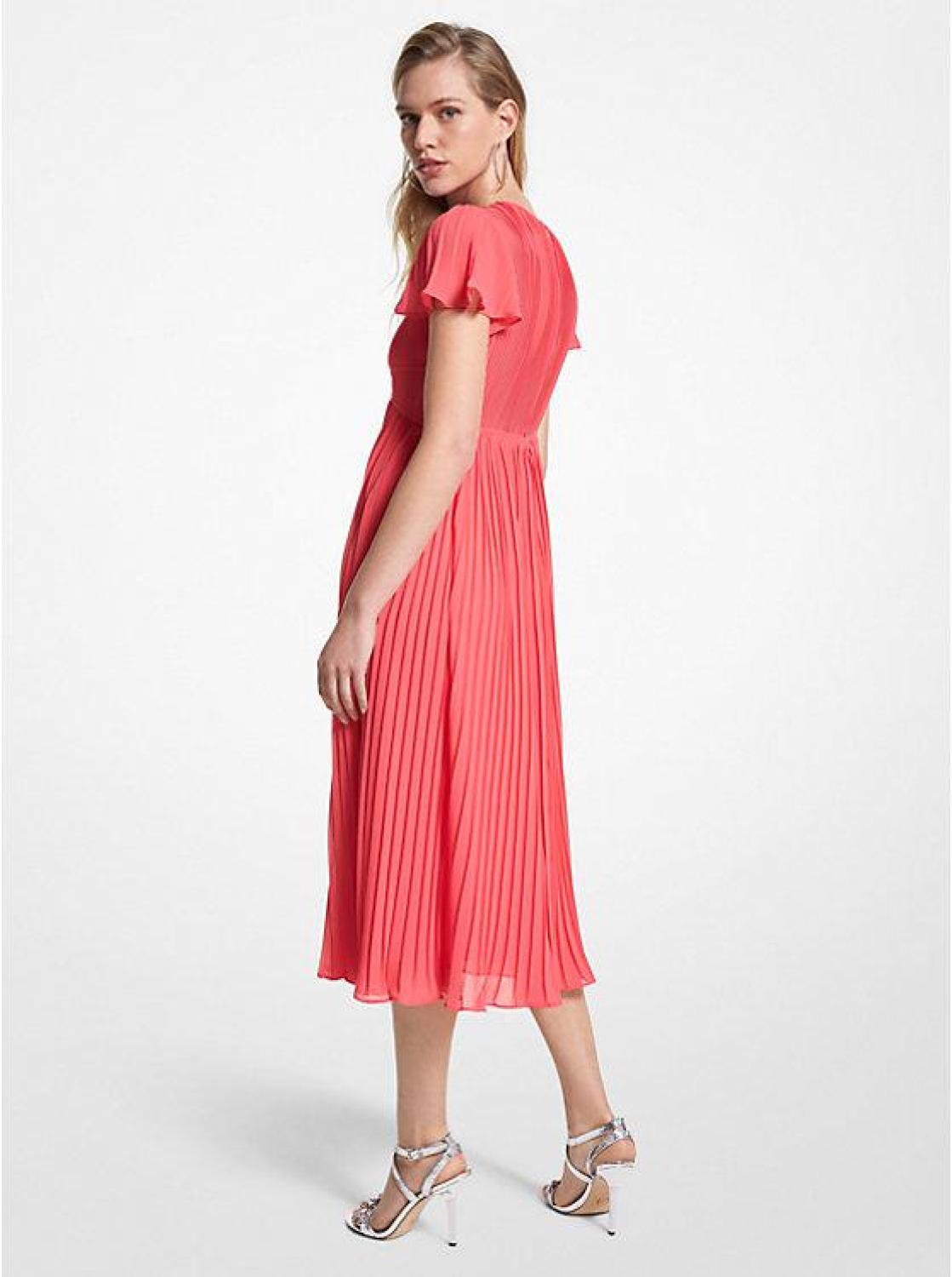 pleated georgette midi dress Ivory Coast Bow Detail Pleated Georgette Bandage Midi Dress