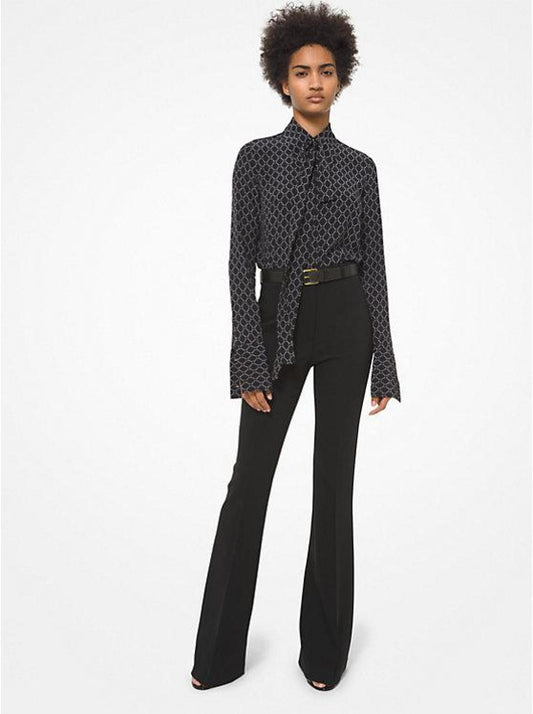 Charlie Stretch Pebble Crepe Flared Pants