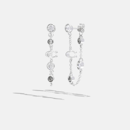 Coach Outlet Signature Crystal Chain Earrings