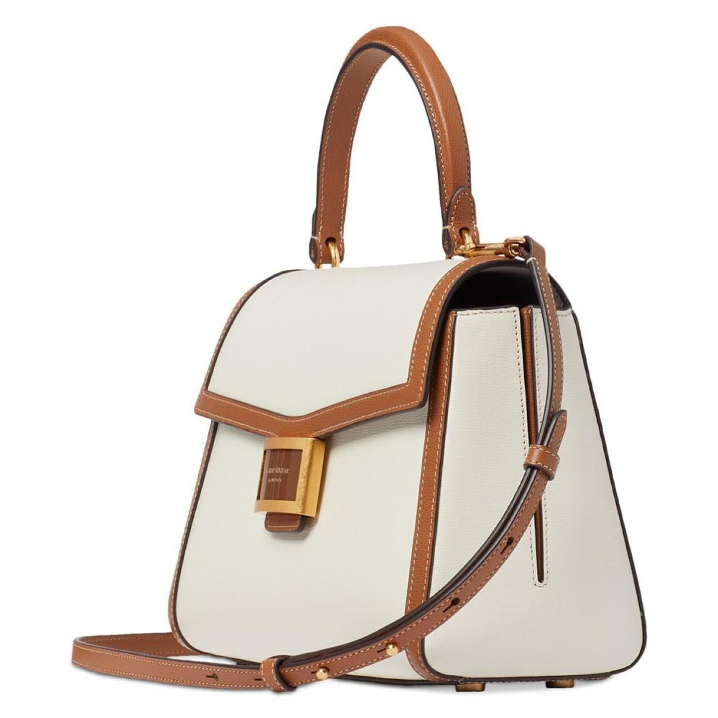 Katy Colorblocked Small Textured Leather Satchel