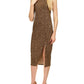 Womens Animal Print Calf Midi Dress