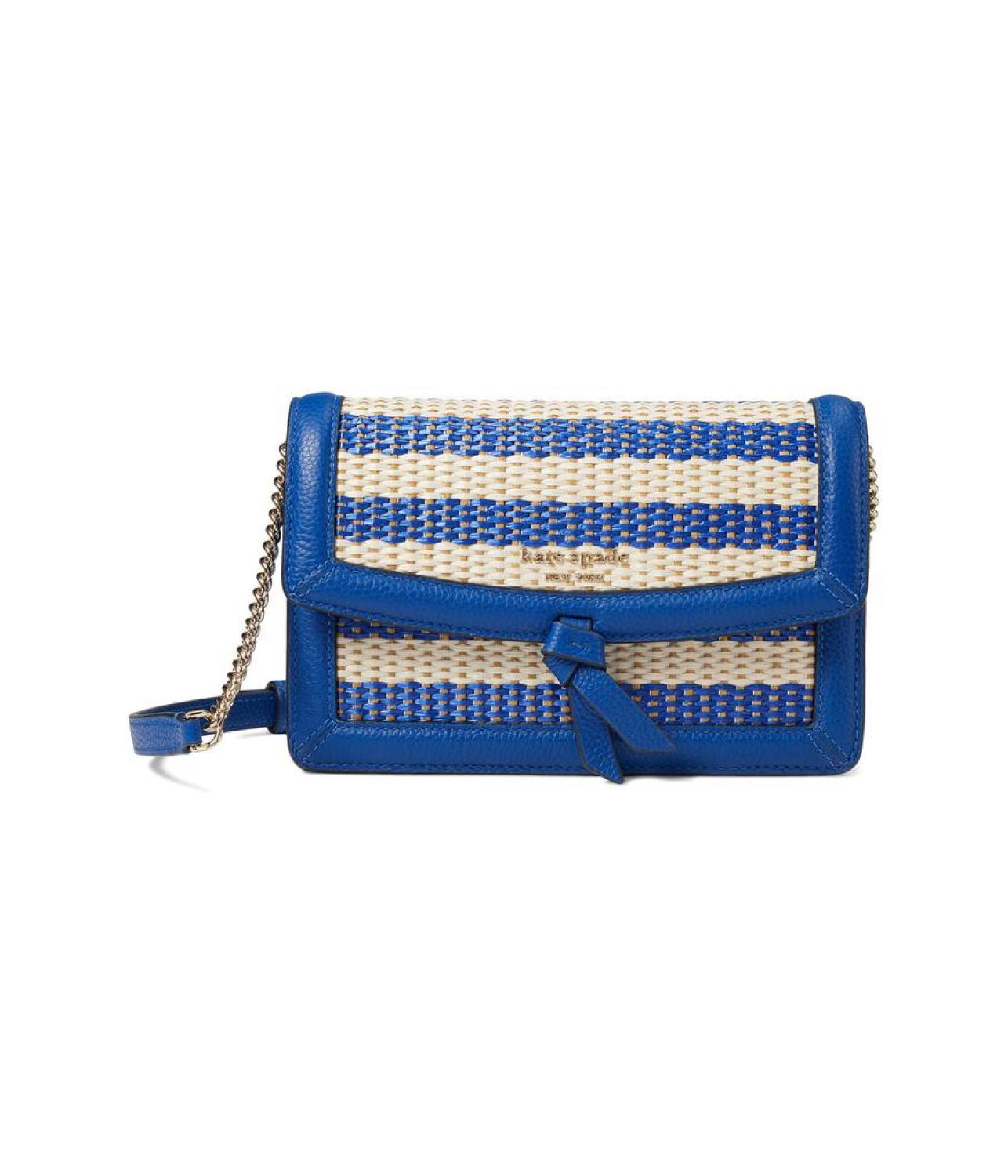 Knott Striped Woven Fabric Flap Crossbody