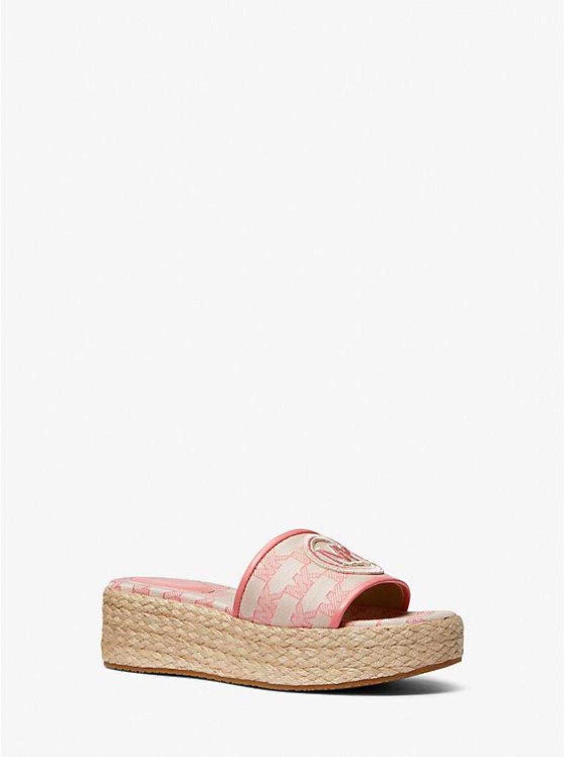 Sadler Logo Jacquard and Jute Wedge Sandal