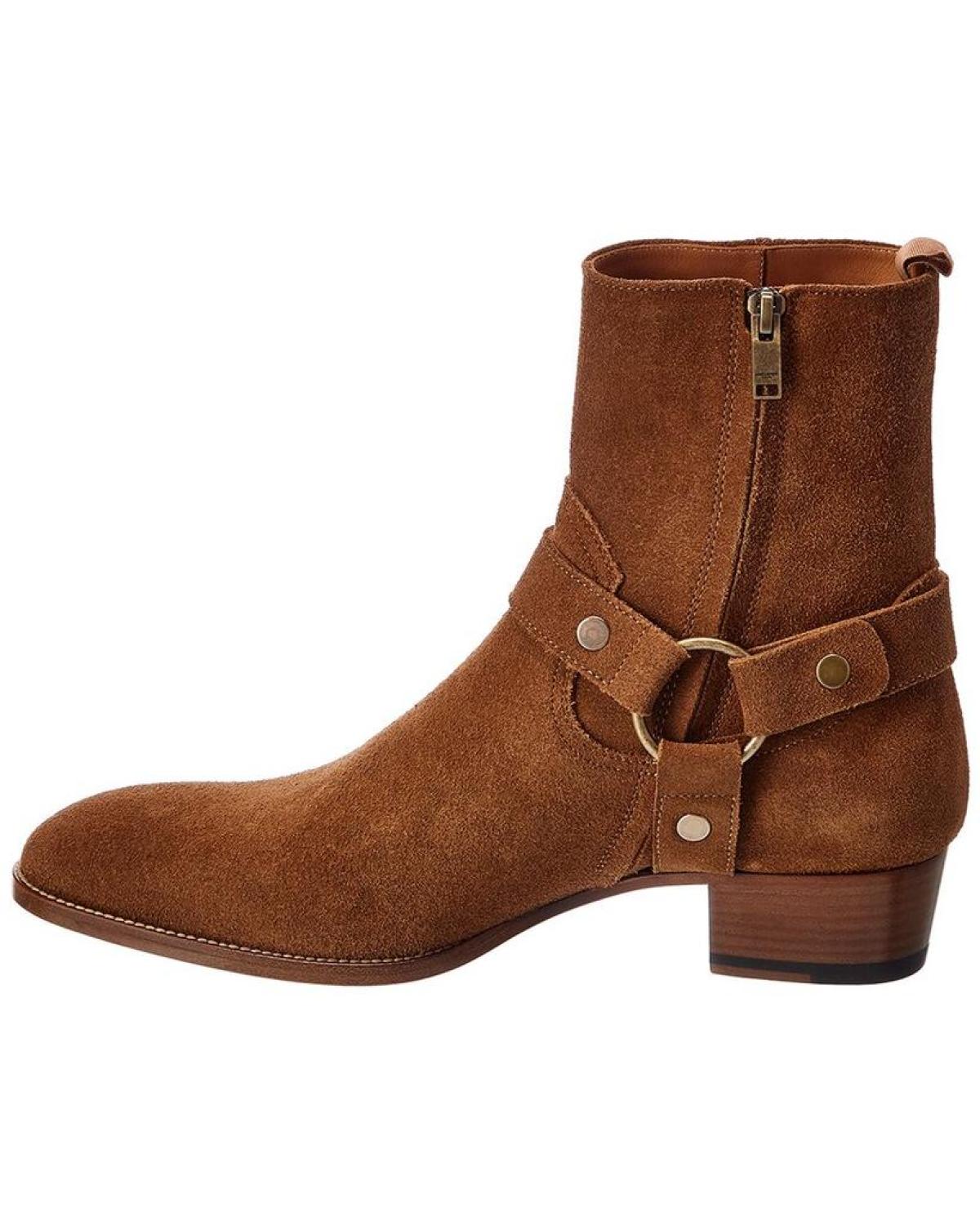 Saint Laurent Wyatt Harness 40 Suede Boot