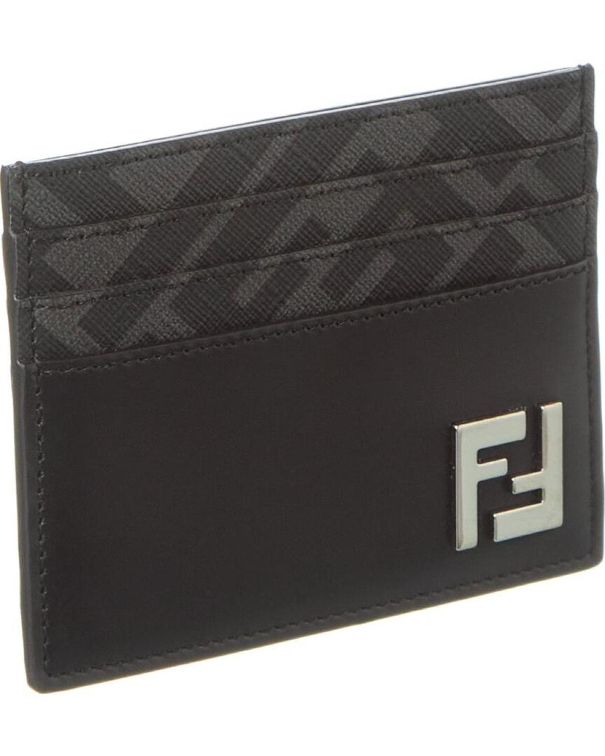FENDI FF Squared Leather Card Holder