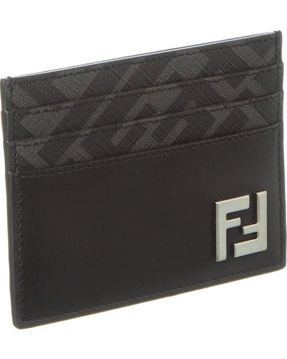 FENDI FF Squared Leather Card Holder