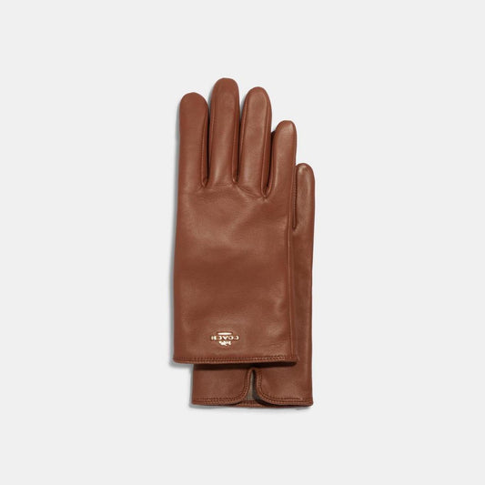 Coach Outlet Coach Plaque Leather Tech Gloves