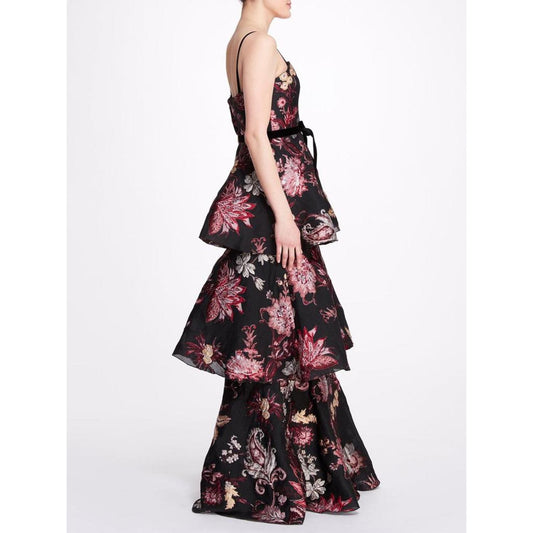 3-Tiered Sleeveless Velvet Gown