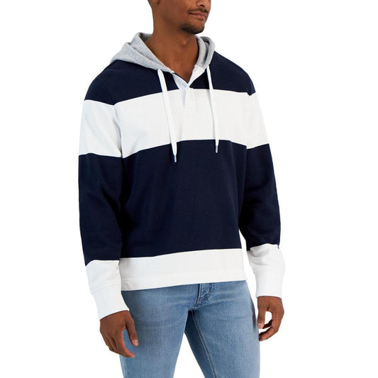 Men's Rugby Stripe Hooded Pullover