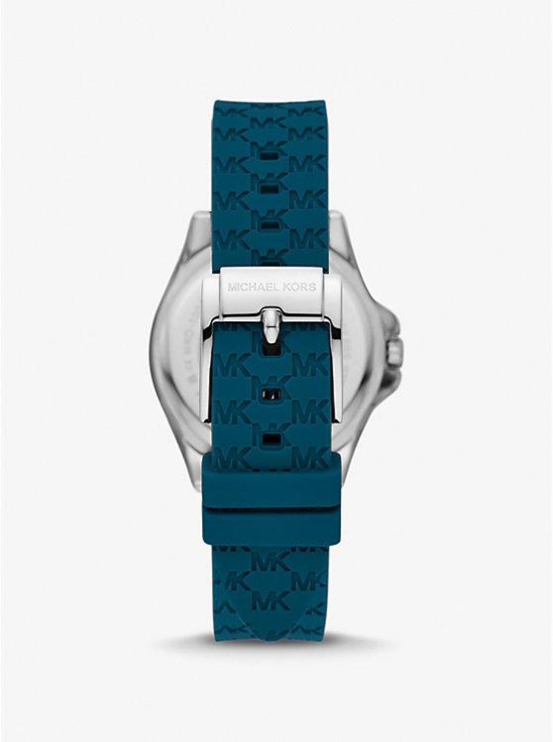 Mini Pilot Pavé Silver-Tone and Logo Silicone Watch