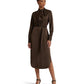 Ruffle-Trim Satin Charmeuse Shirtdress