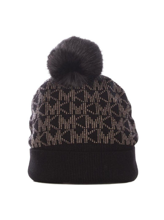 Michael Michael Kors All-Over Logo Pom-Pom Beanie