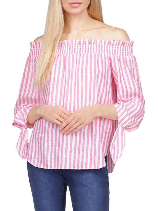 Womens Linen Striped Blouse