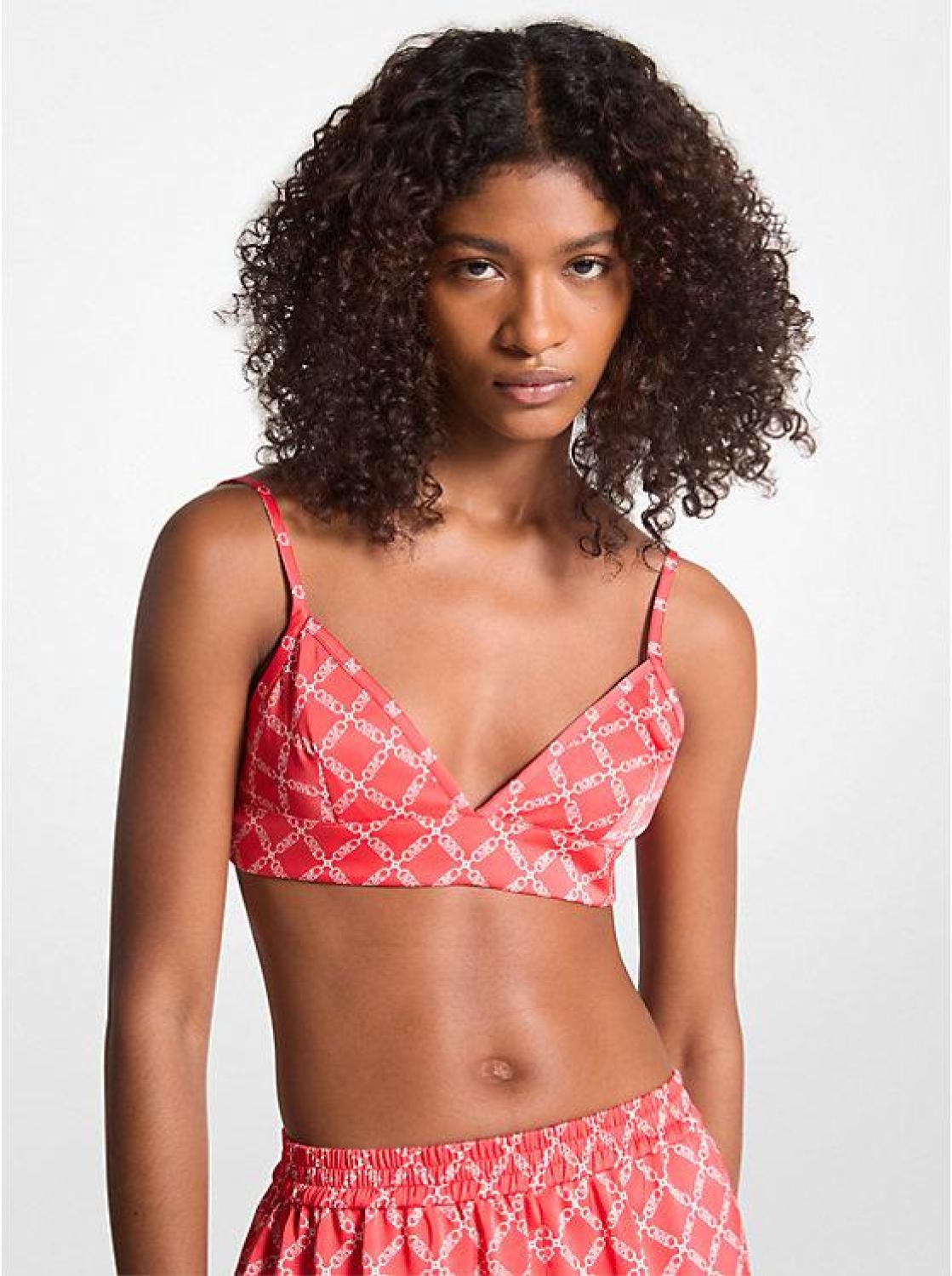 Empire Logo Print Satin Bra Top