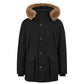 Water-repellent down jacket with faux-fur trimmed hood