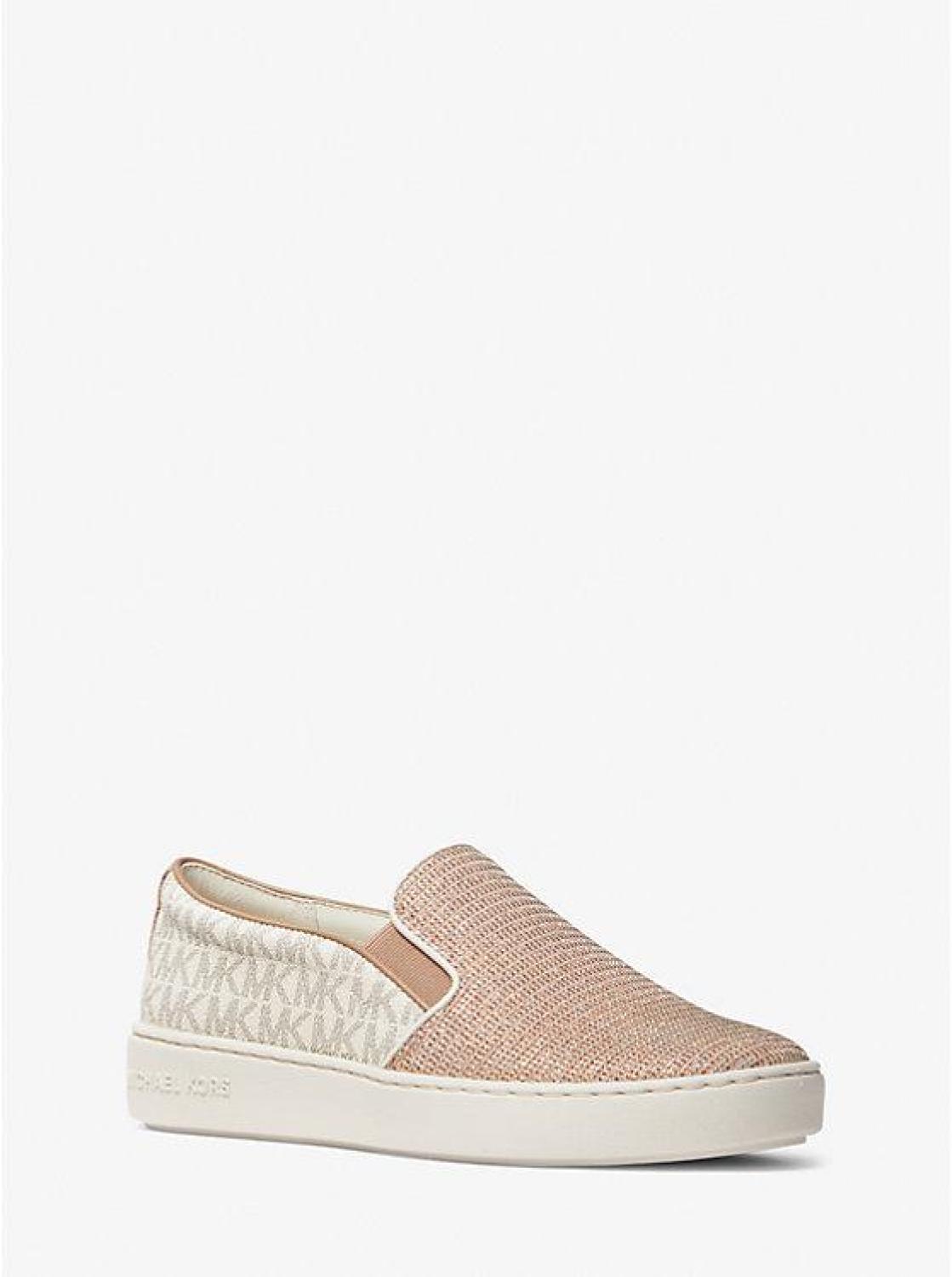 Keaton Two-Tone Logo and Glitter Chain-Mesh Slip-On Sneaker