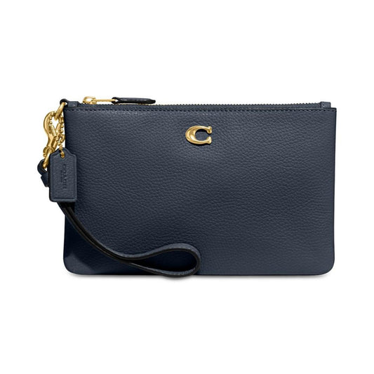 Polished Pebble Leather Small Zip-Top Wristlet