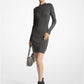 Metallic Ribbed Stretch Knit Mock Neck Dress