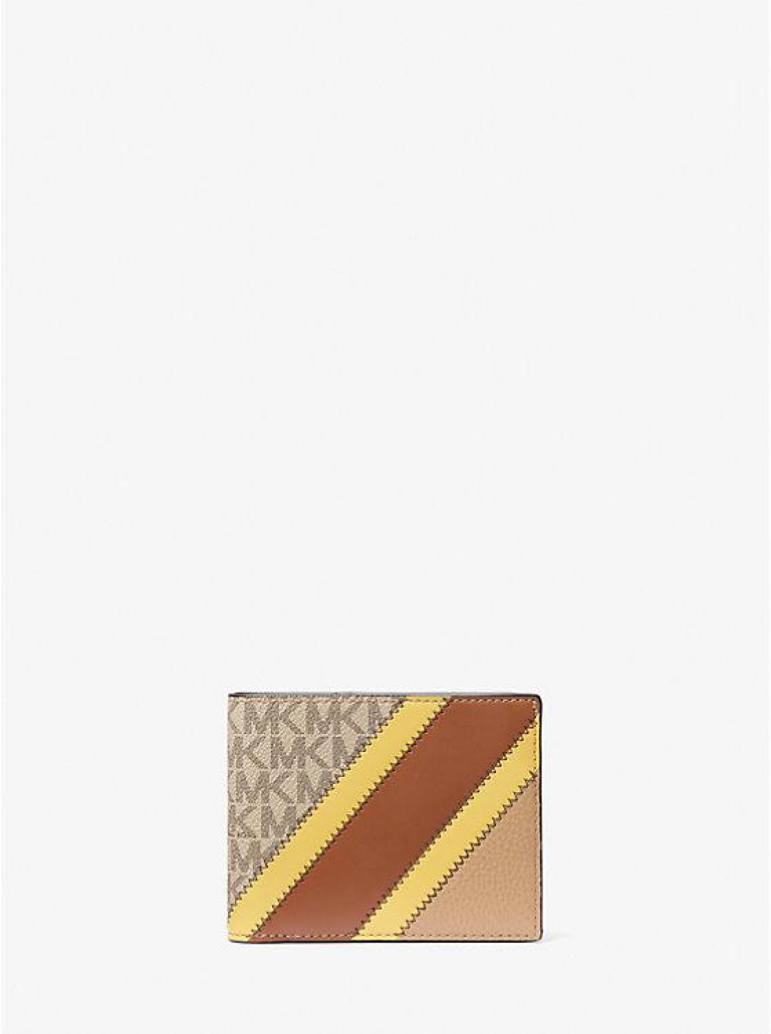 Logo and Faux Leather Stripe Wallet With Passcase Gift Set