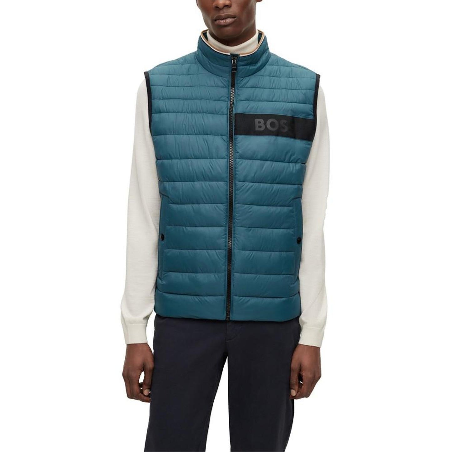 Men's Logo Tape Water-Repellent Padded Gilet