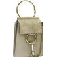 CHLOE Faye gold bangle bracelet ring chained crossbody grey suede leather bag