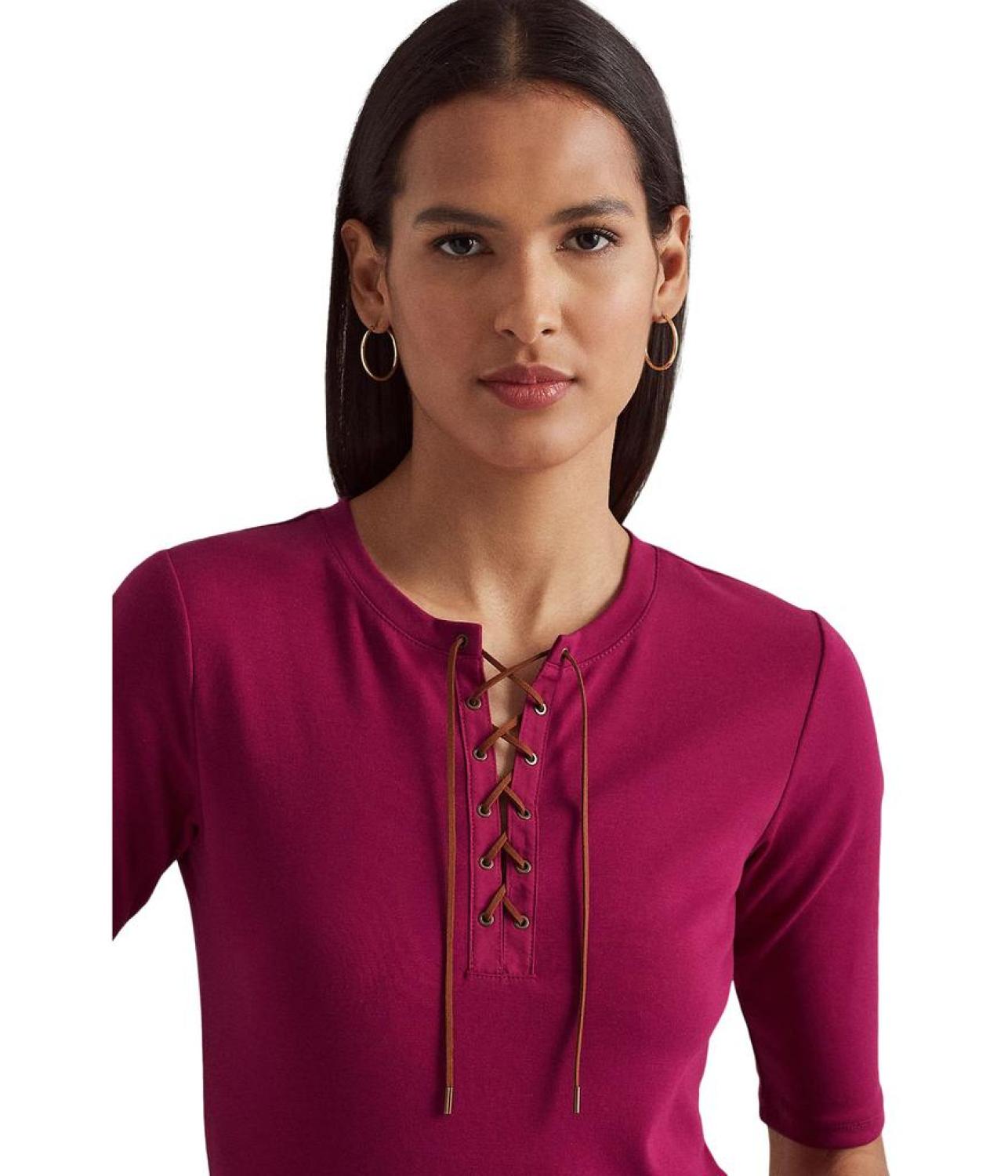 Lace-Up Stretch Cotton Tee
