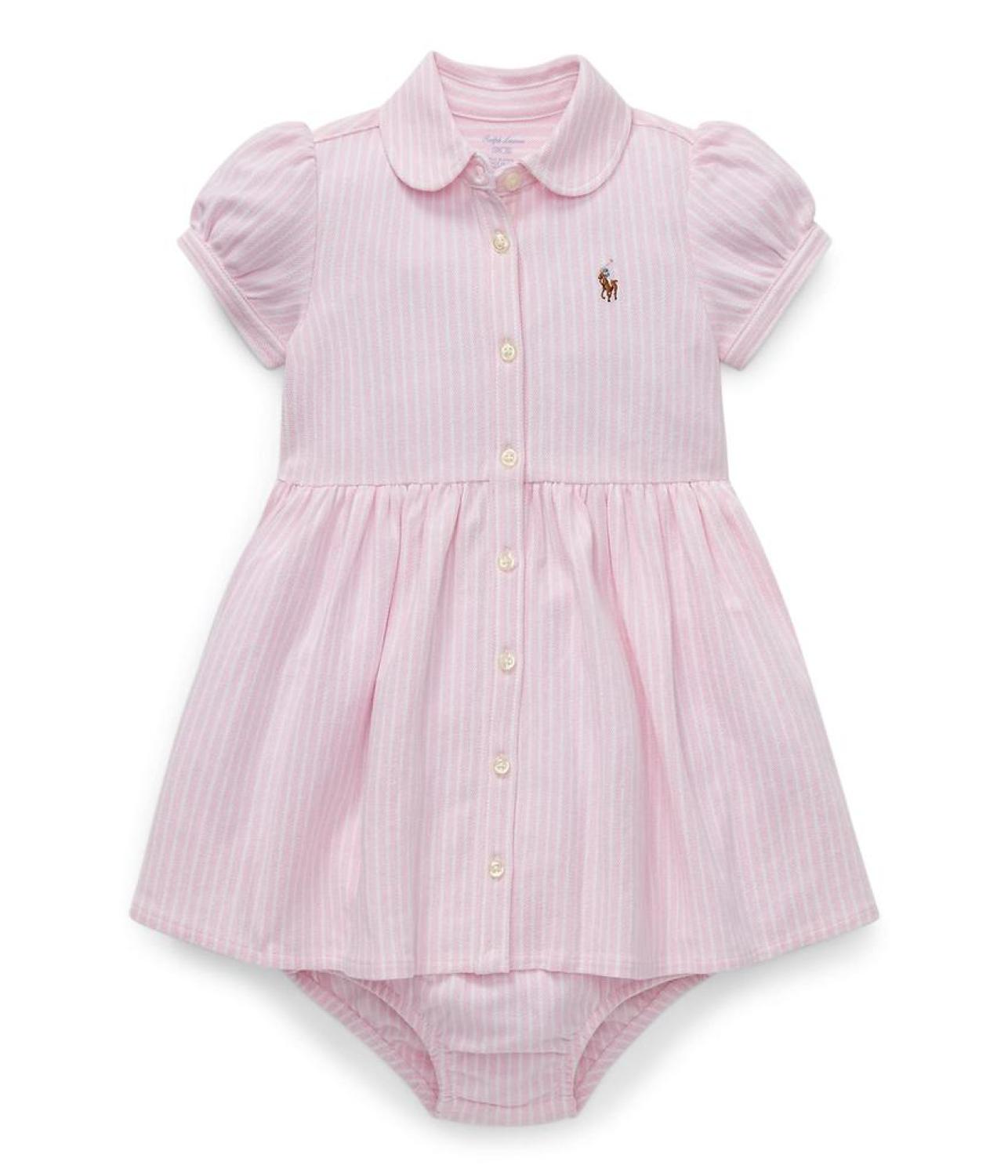 Striped Knit Oxford Dress (Infant)