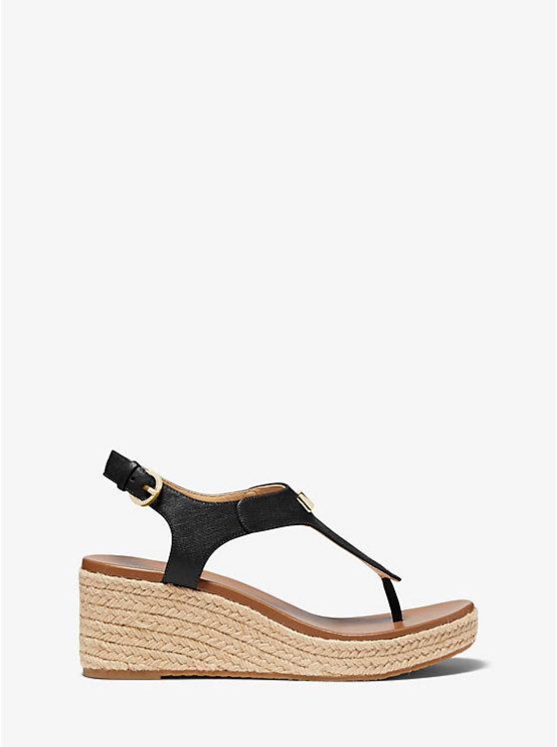 Laney Saffiano Leather Espadrille Wedge Sandal