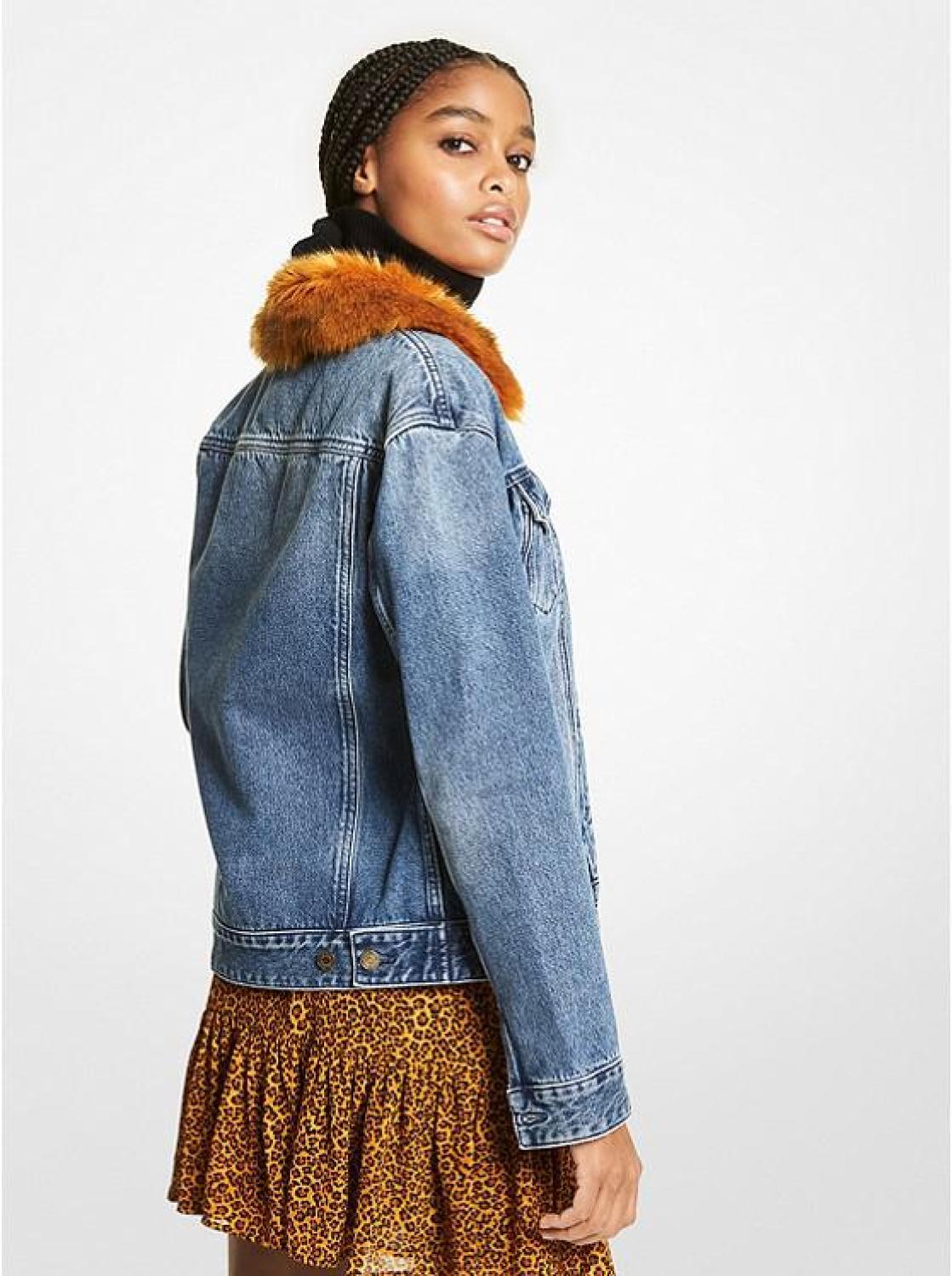 Faux Fur Trim Denim Jacket