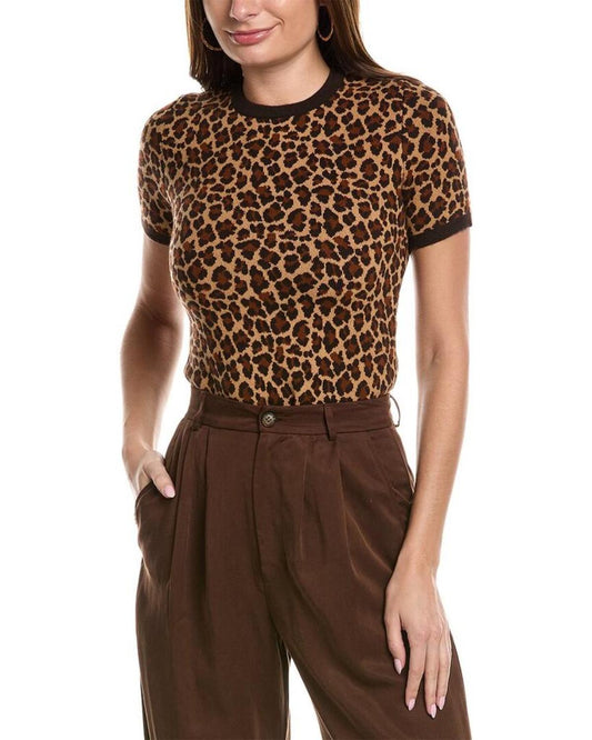 Michael Kors Collection Leopard Cashmere T-Shirt