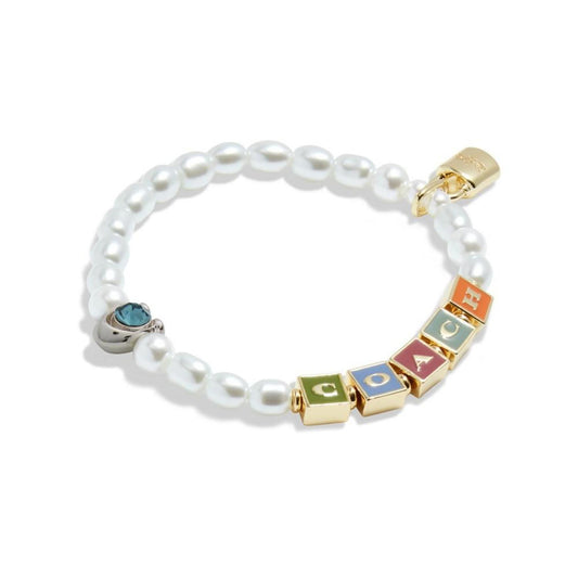 Signature Block Imitation Pearl Bracelet