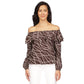 Women's Printed Stadium Ruffled-Overlay Off-The-Shoulder Top, Regular & Petite