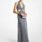 Stretch Cashmere Cutout Halter Gown