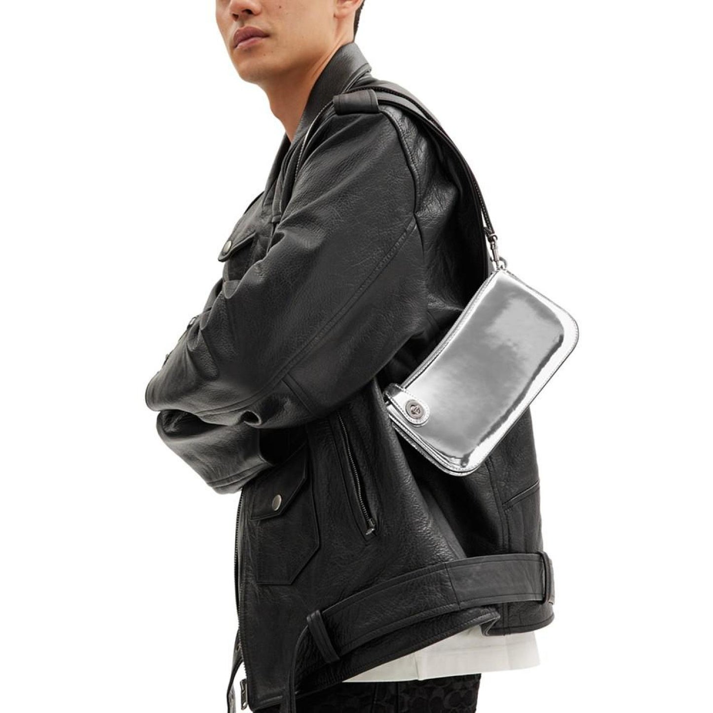 Mirror Metallic Leather Pochette