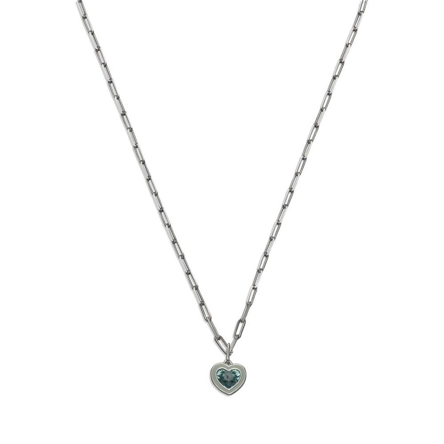 Faux Stone Crystal Heart Pendant Necklace