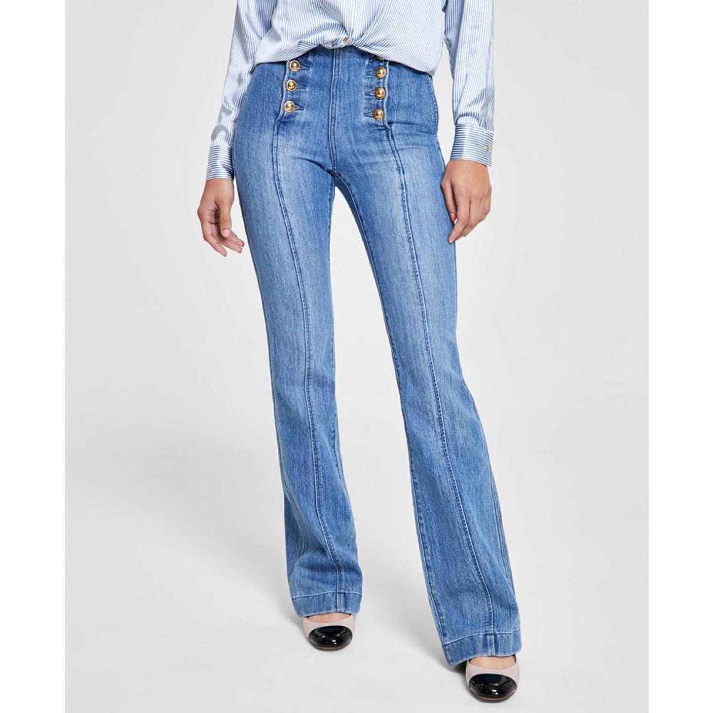 Petite Flared-Leg Sailor Jeans