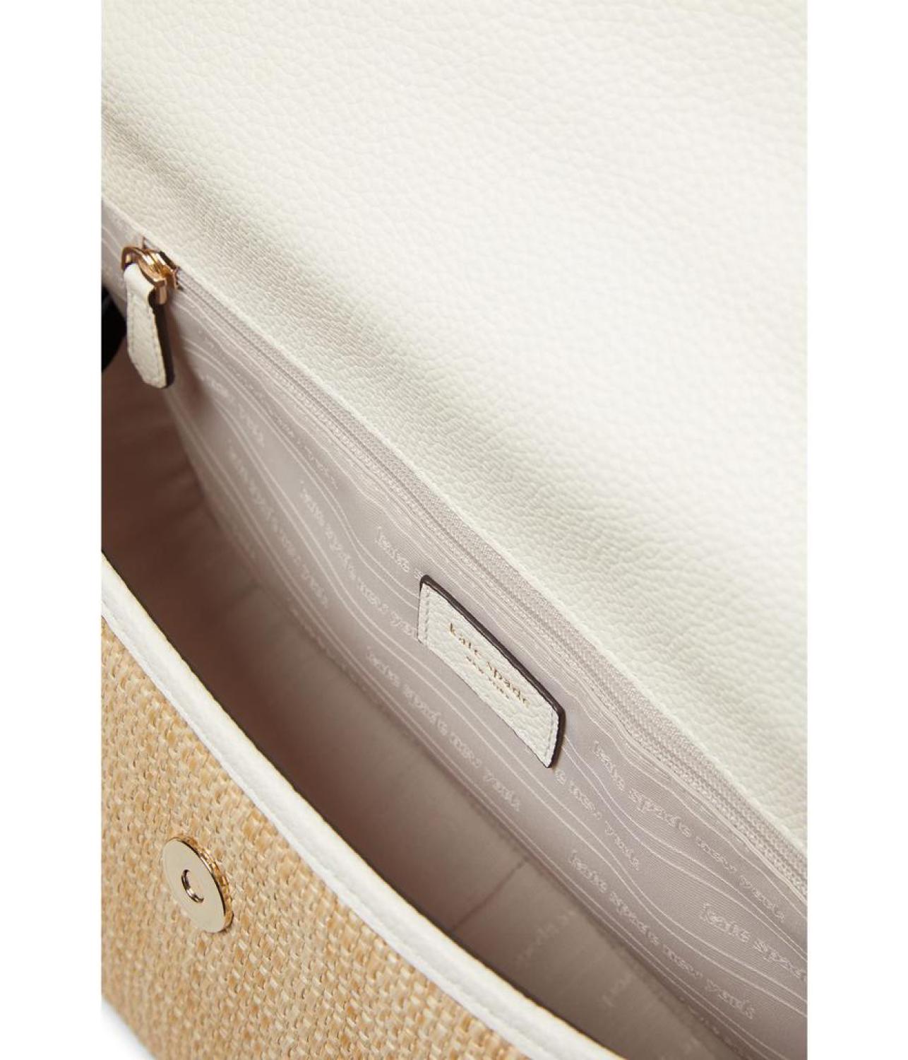 Hudson Woven Straw Medium Convertible Flap Shoulder Bag