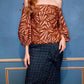 Tweed Pencil Skirt In Copper Teal
