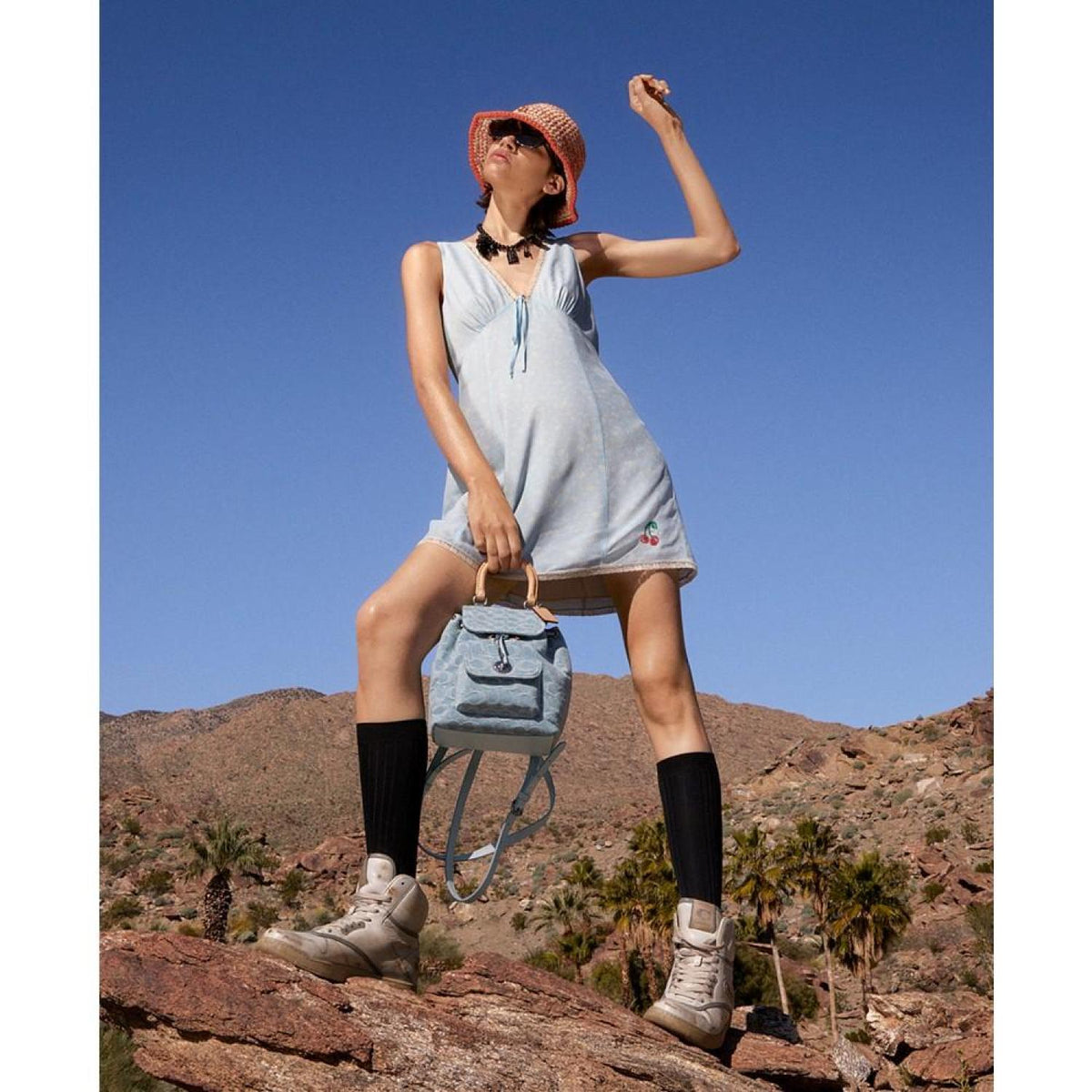 Coach Riya 21 Washed Denim Backpack Riya 21 Signature Washed Denim Small Backpack main image 2