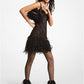 Feather Embellished Corded Lace Dress
