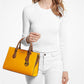 Sheila Medium Two-Tone Faux Saffiano Leather Satchel