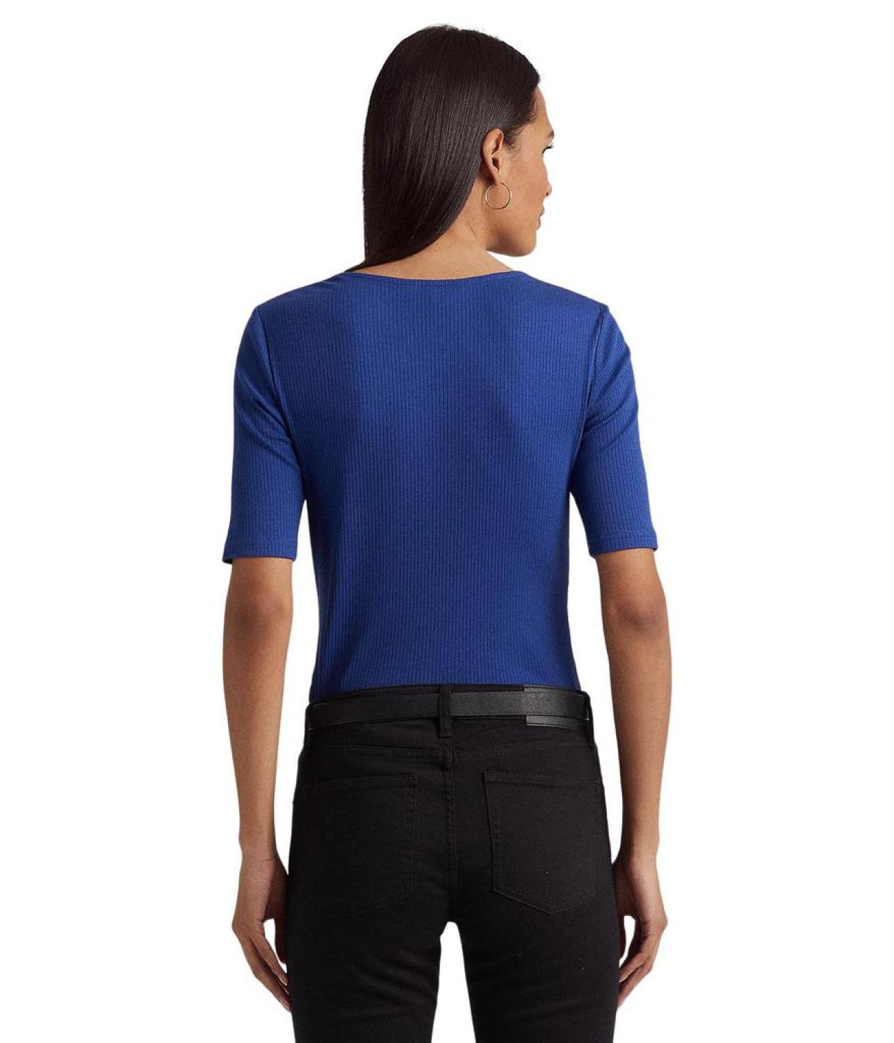 Twist-Front Rib-Knit Cotton-Blend Tee