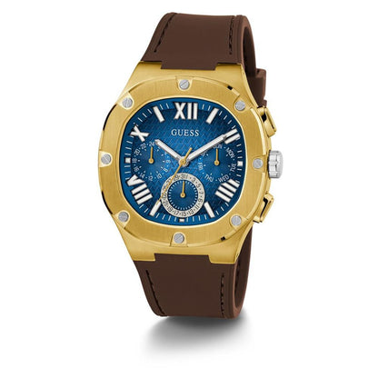 Men's Multi-Function Brown Silicone Watch 42mm