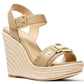 Rory Womens Faux Leather Slingback Wedge Sandals