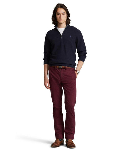 Mesh-Knit Cotton 1/4 Zip Sweater