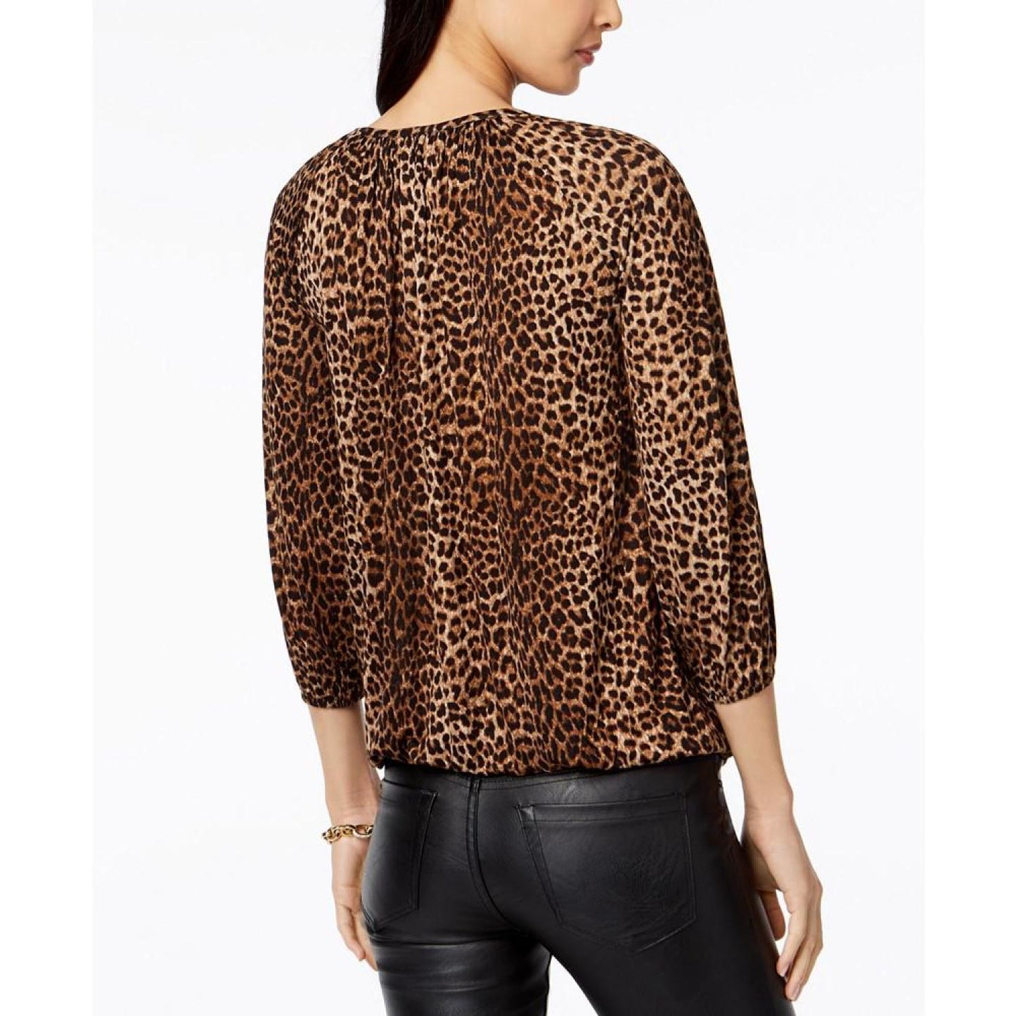 Leopard-Print Peasant Top
