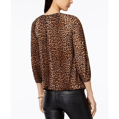 Leopard-Print Peasant Top